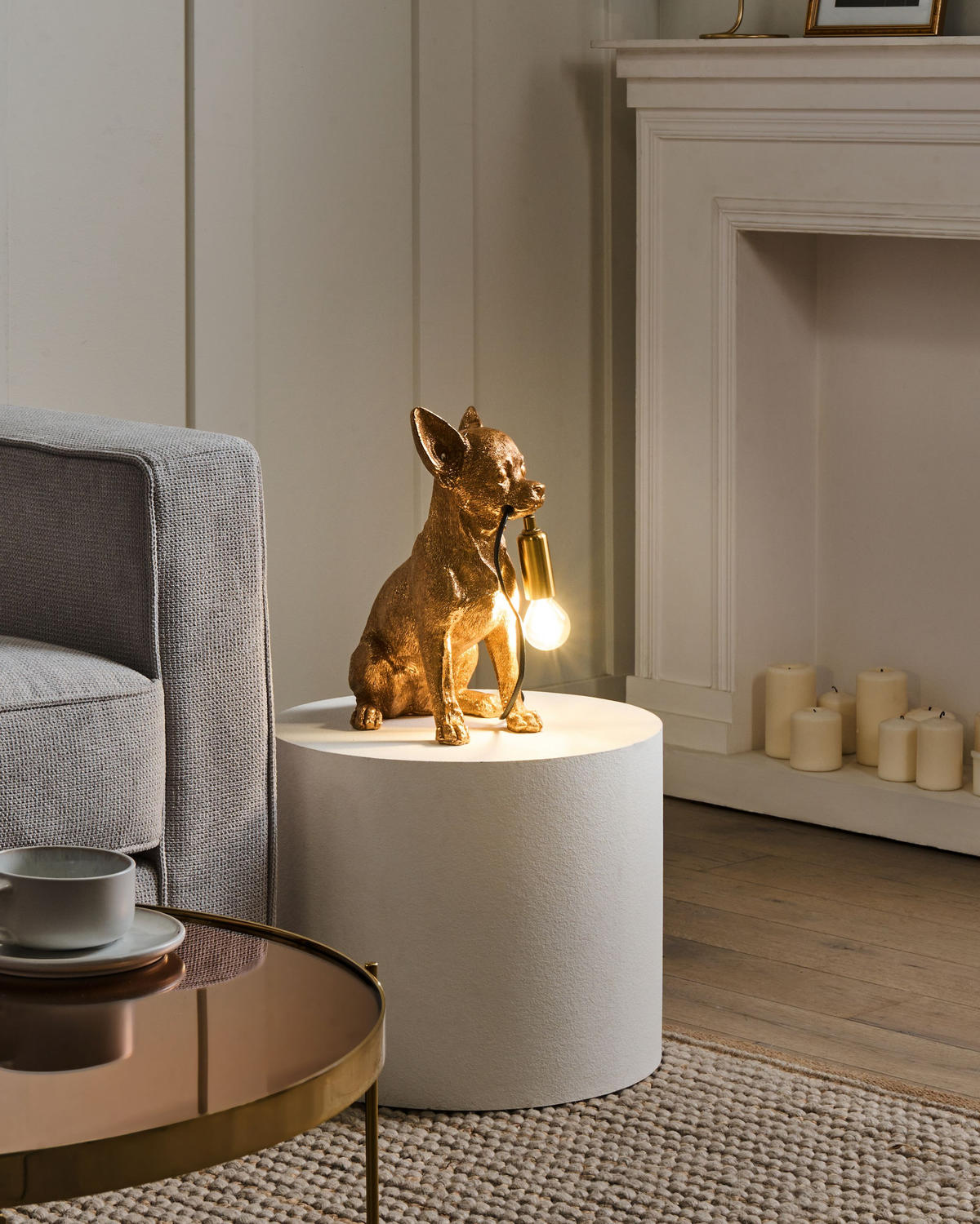 TISCHLAMPE Gold Rocco - Messingfarben/Goldfarben, Kunststoff (25/17/32cm) - Beliani