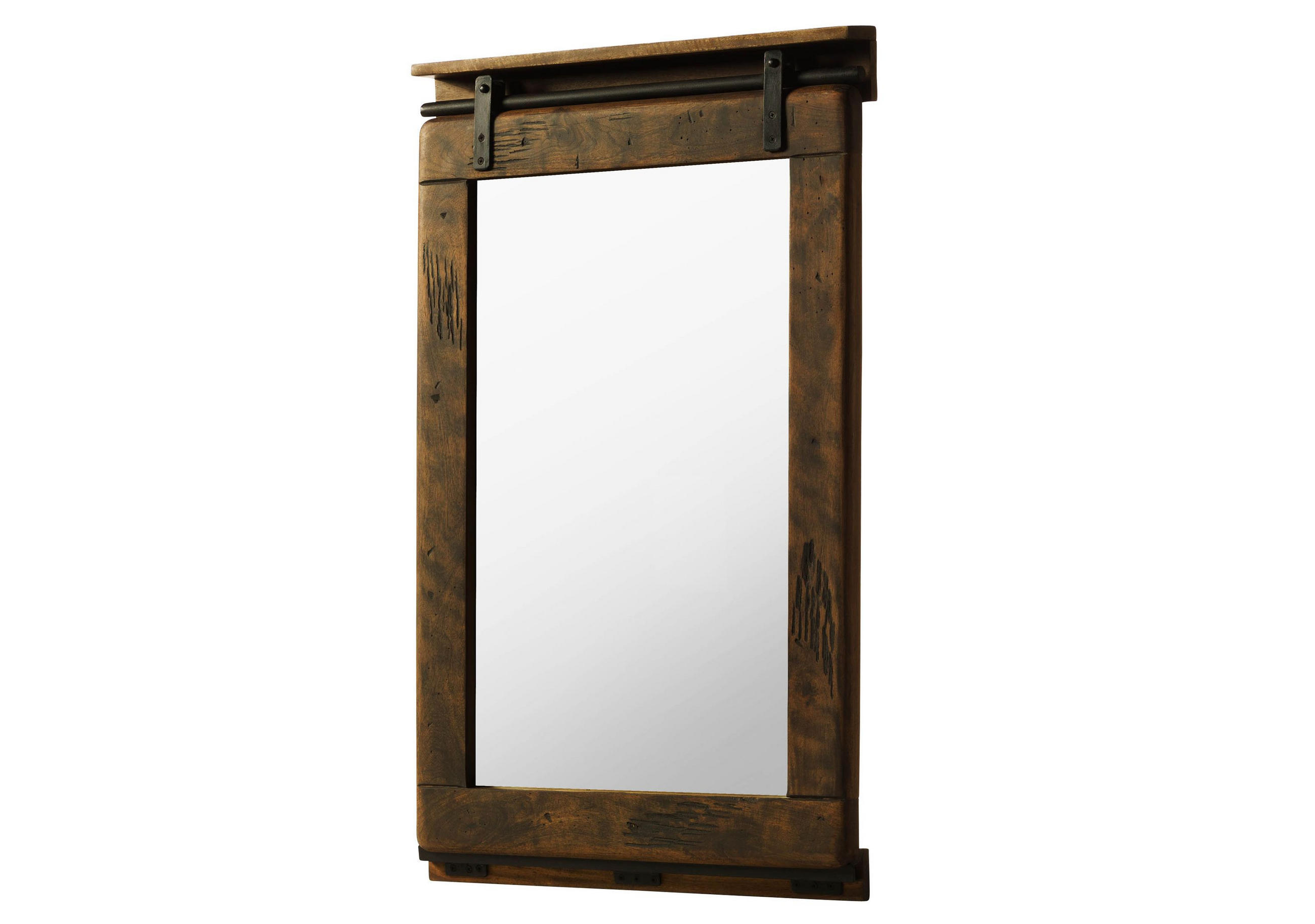 SPIEGEL Mango 60x8x100 braun lackiert RAILWAY #463 - Braun, Holz (60/100/8cm) - Massivmoebel24