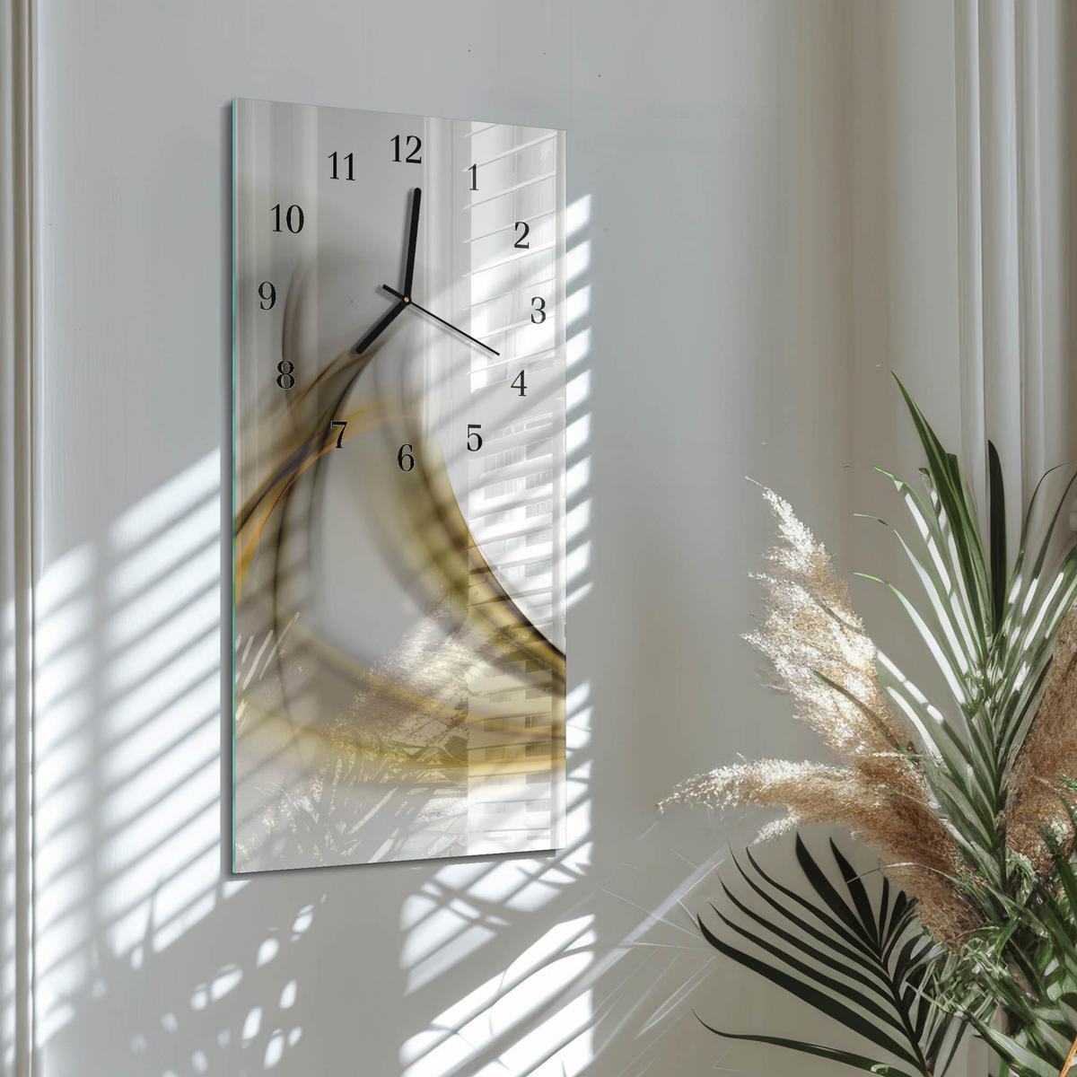 WANDUHR 60x30 cm - Steine Wasser - Beige, Glas (30/60/0.4cm) - TULUP