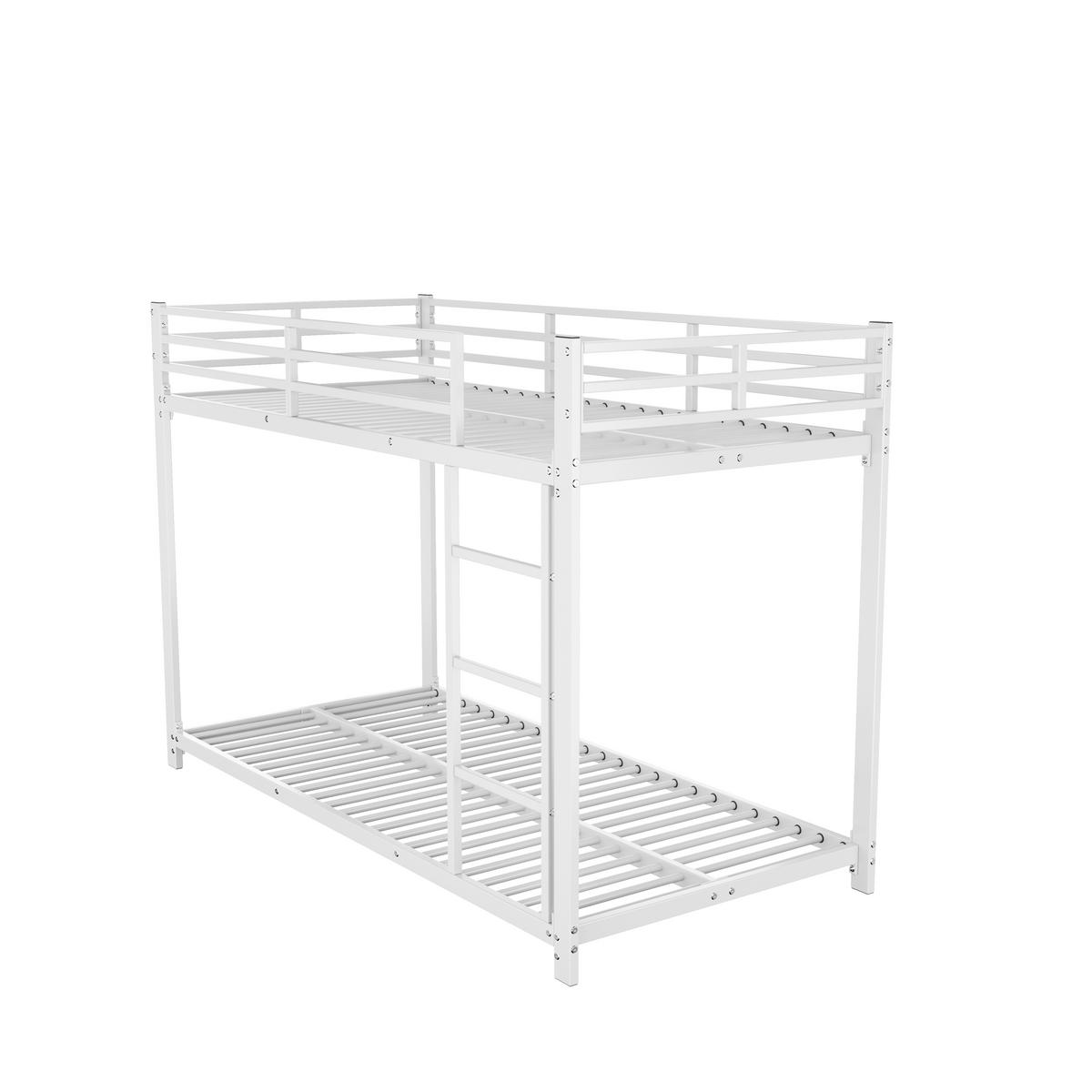 ETAGENBETT 90/200 cm Metall Weiß mit Sicherheitsleisten - Weiß, Metall (90/200cm) - OKWISH