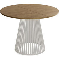 ESSTISCH Naro rund ausziehbar mit Lamellen-Metallgestell in Grau-Beige, Braun 120-200/120/76 cm - Kaschmir/Alteiche, Holzwerkstoff/Metall (120/120/76cm) - WFL GROUP