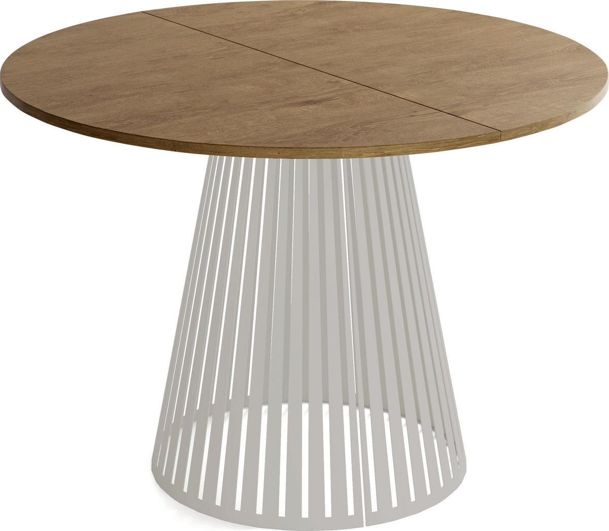 ESSTISCH Naro rund ausziehbar mit Lamellen-Metallgestell in Grau-Beige, Braun 120-200/120/76 cm - Kaschmir/Alteiche, Holzwerkstoff/Metall (120/120/76cm) - WFL GROUP