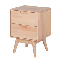 NACHTKOMMODE - Buche massiv - Buchefarben, Holz/Buchenholz (40/56/35cm) - home24