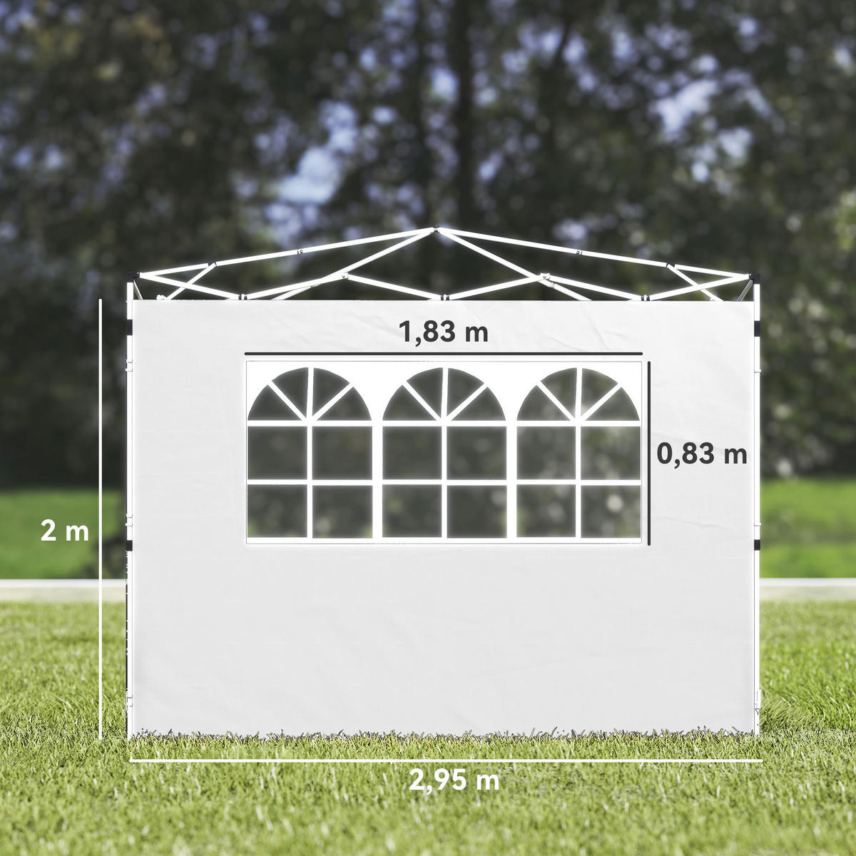 SEITENWÄNDE DE-12711 295/200 cm 2er-Set mit Fenster Weiß - Weiß, Textil (1/200/295cm) - ComfortXL
