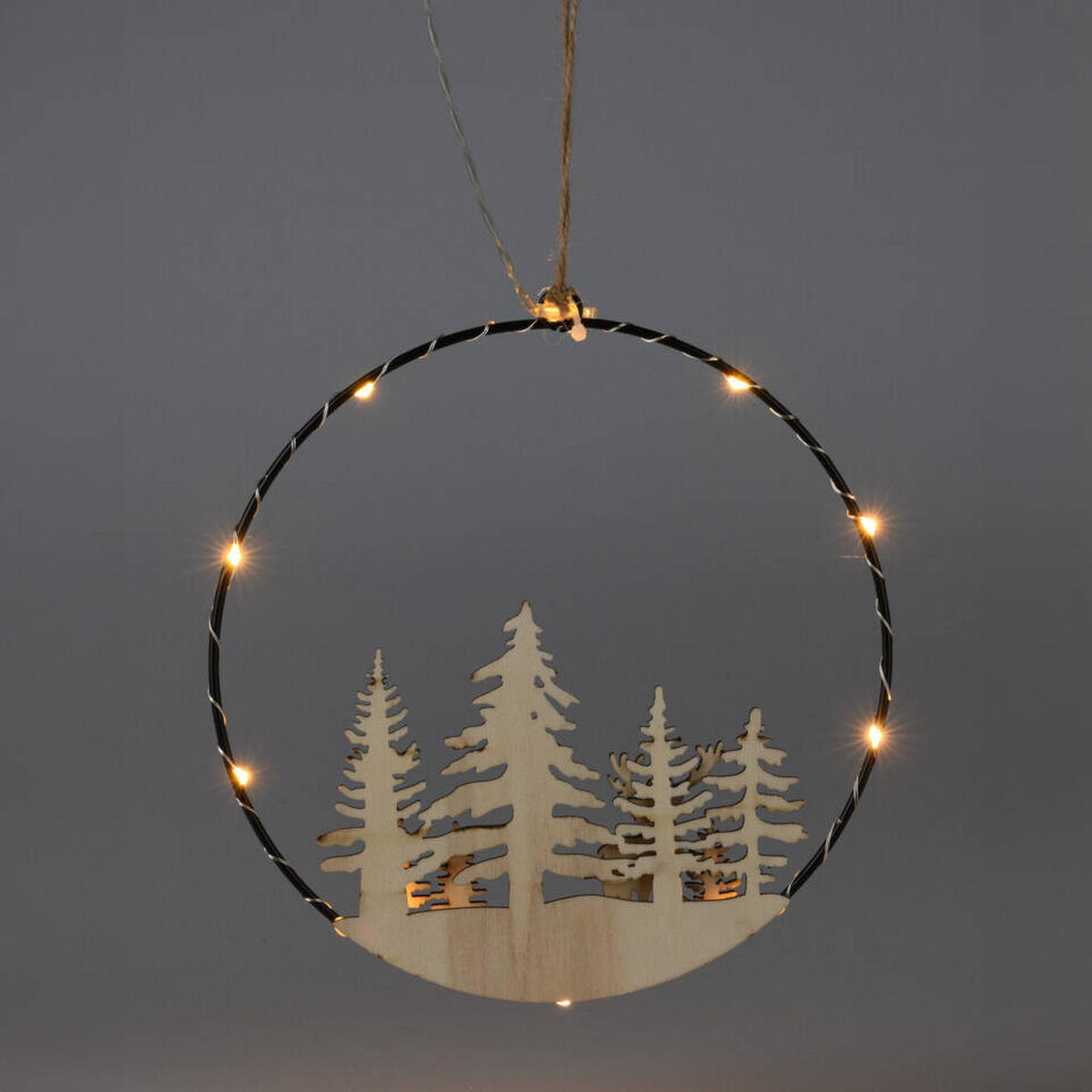 WEIHNACHTSDEKORATION LED zum Aufhängen Ø 20 cm - Beige, Holz (1/20/20cm) - Home Styling Collection