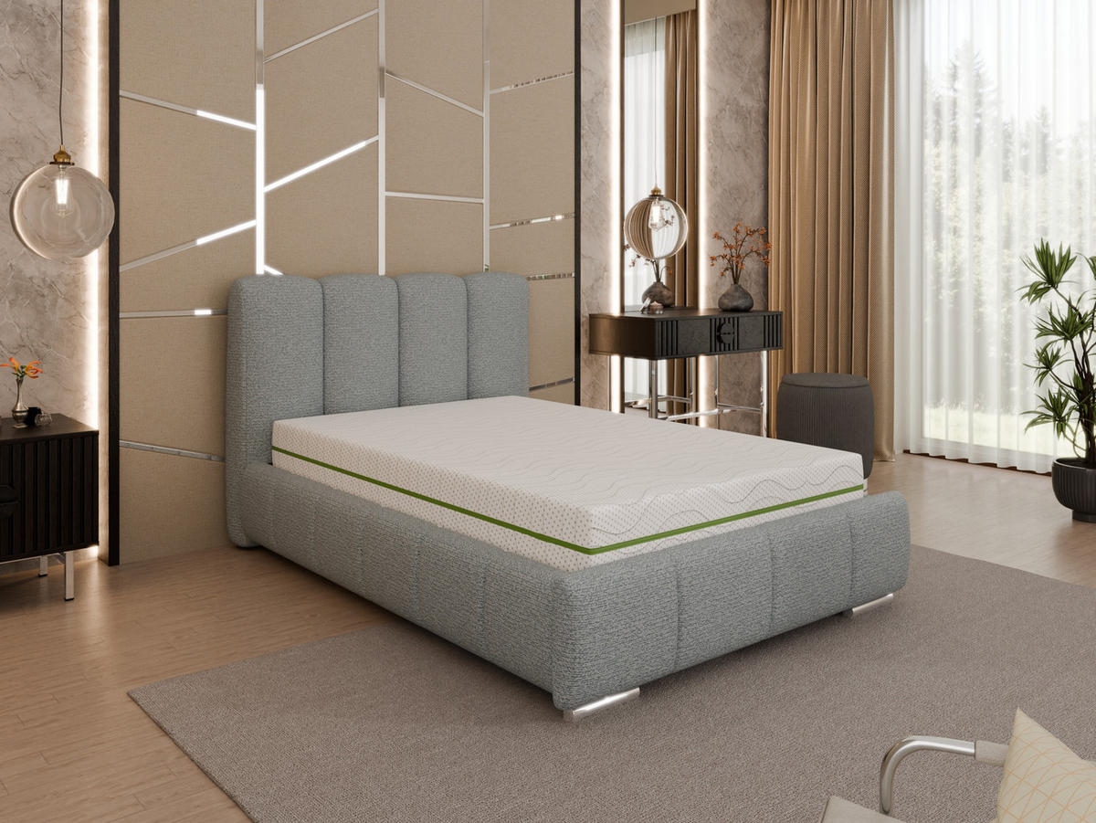 POLSTERBETT Zaira 120x200cm – Elegantes Polsterbett für modernen Wohnstil , ZONIERTE MULTI-TASCHEN-FEDERKERN (24cm), Blaugrau - Blaugrau, Holz (120/200cm) - Homesy