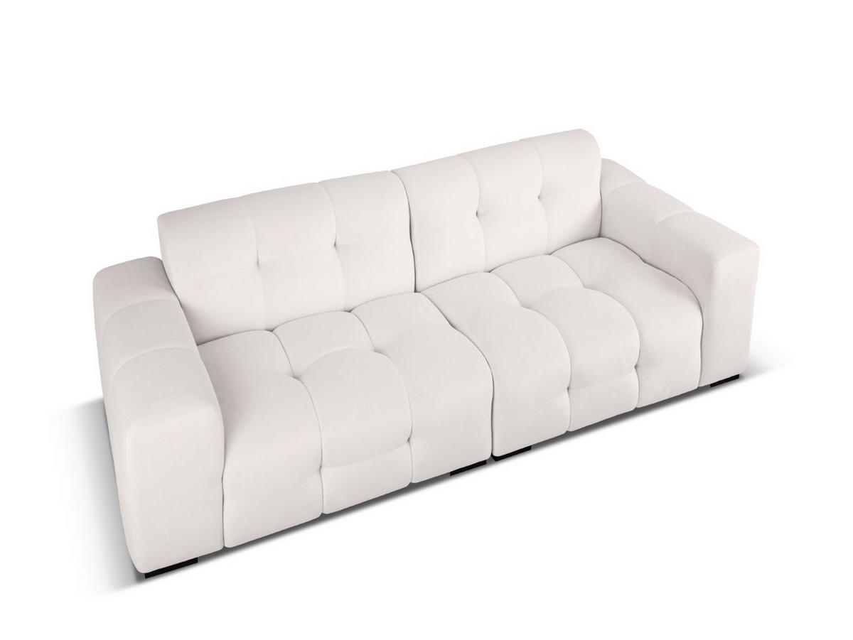 SOFA Kendal aus Samt hellgrau 4 Sitzplätze - Hellgrau, Textil (255/79/103cm) - Micadoni