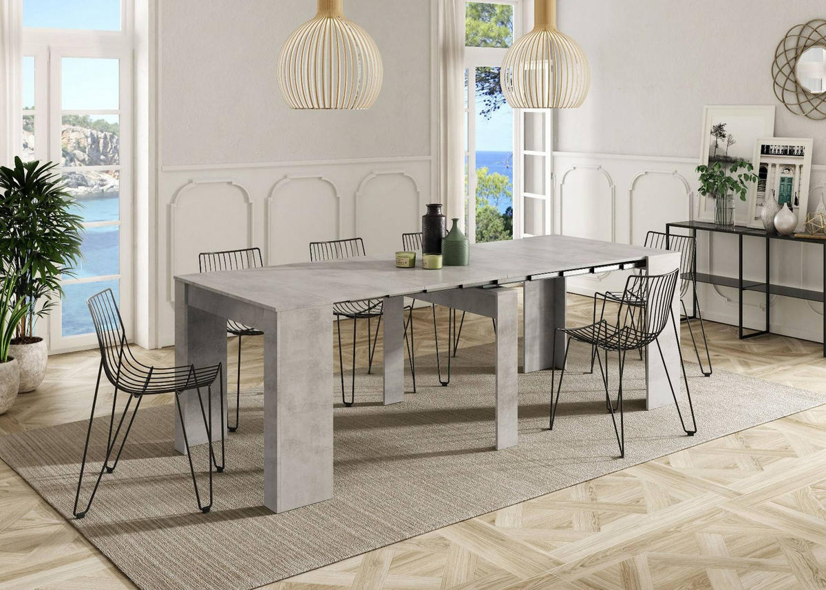 TISCH Ausziehbar Zement 51/90/78 cm - Grau, Holzwerkstoff (90/78/51cm) - DMORA