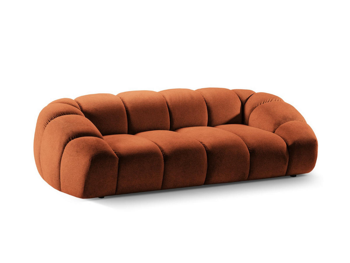 SOFA Diana aus Strukturierter Samt terrakotta 3 Sitzplätze - Terra cotta, Textil (114/72/234cm) - Micadoni