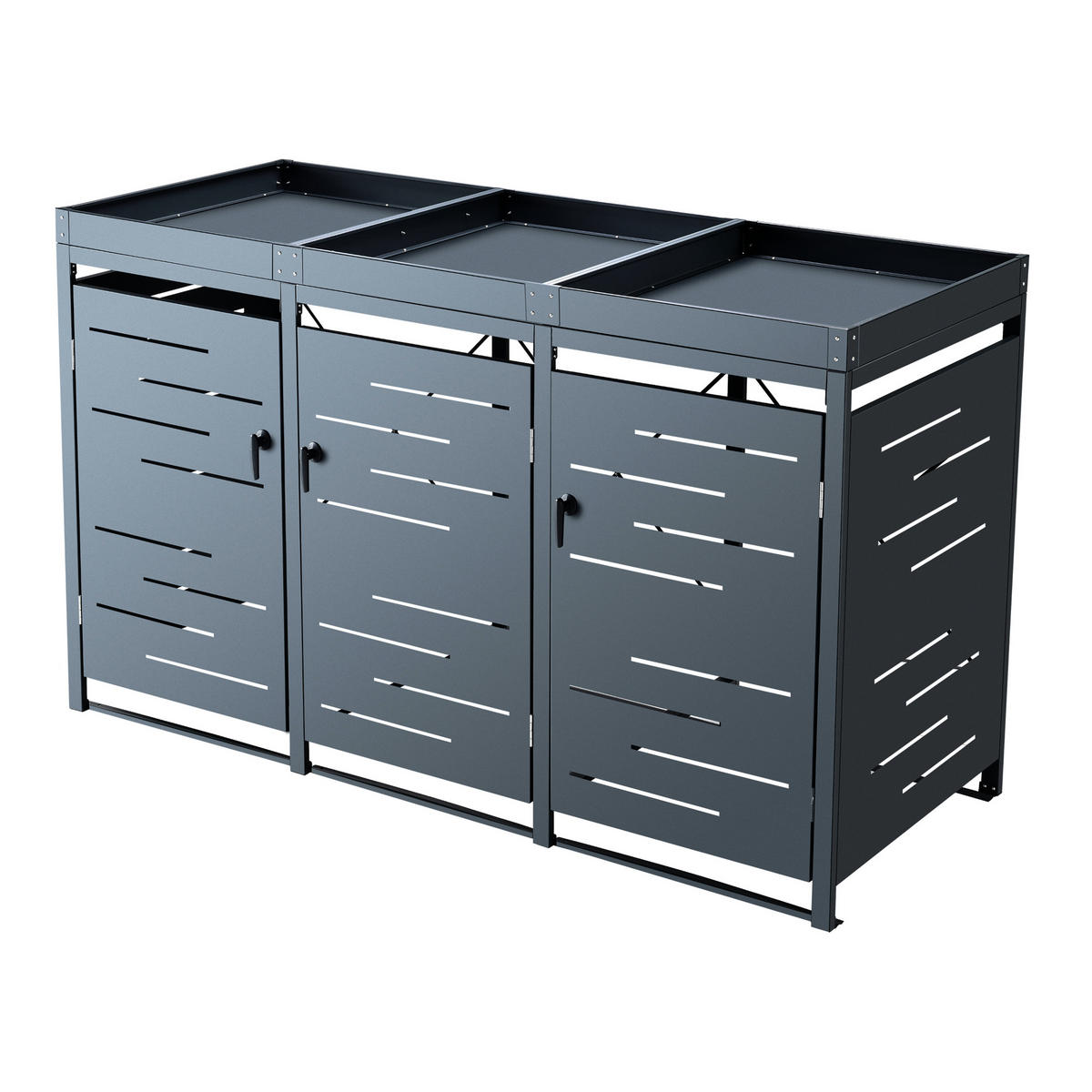 MÜLLTONNENBOX Salching - Anthrazit, Metall (196/122/80cm) - [en.casa]