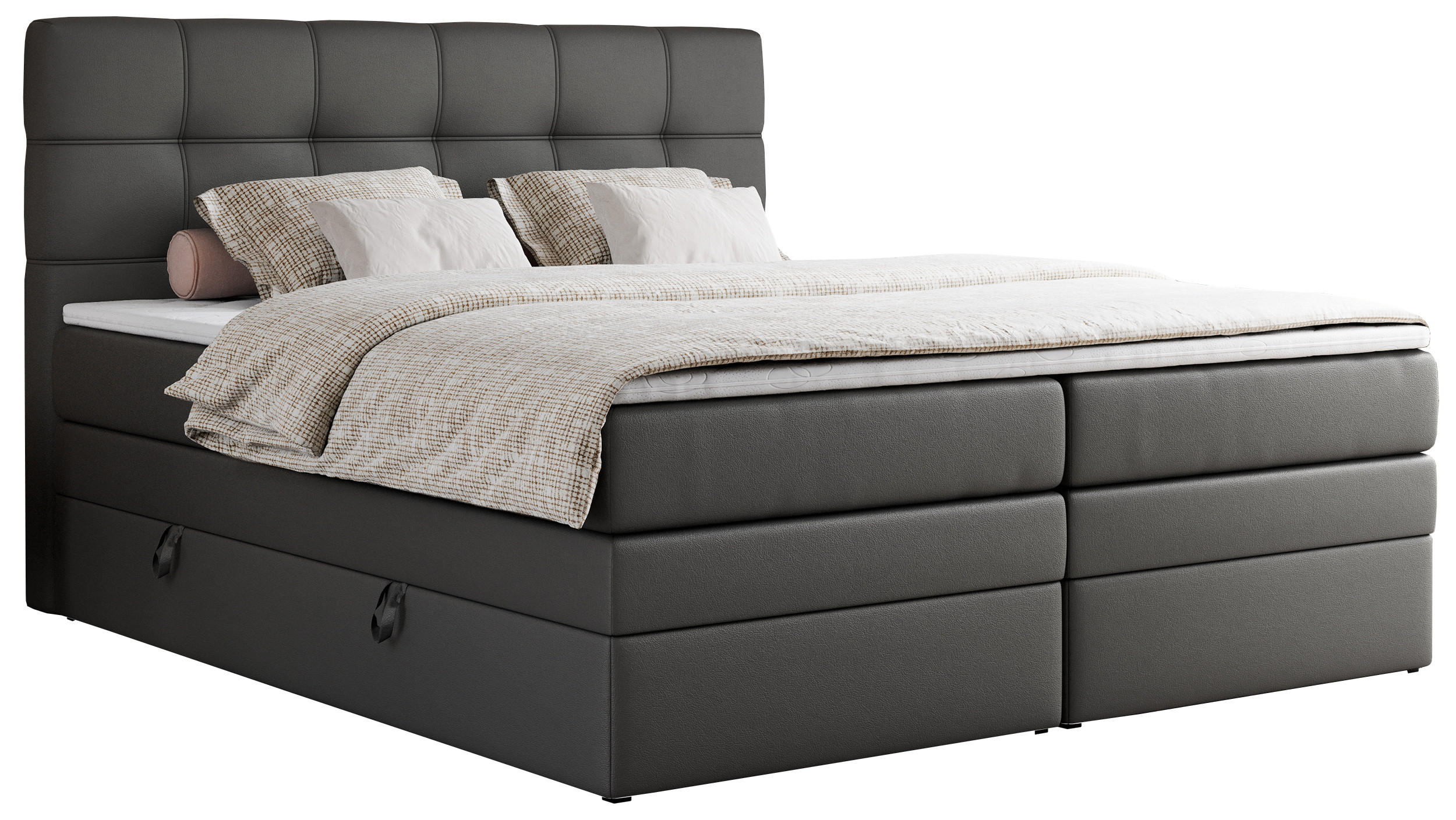 BOXSPRINGBETT ERNI KING 180/200 Dunkelgrau Kunstleder - H3 - Dunkelgrau, Holz/Textil (180/200cm) - MKS