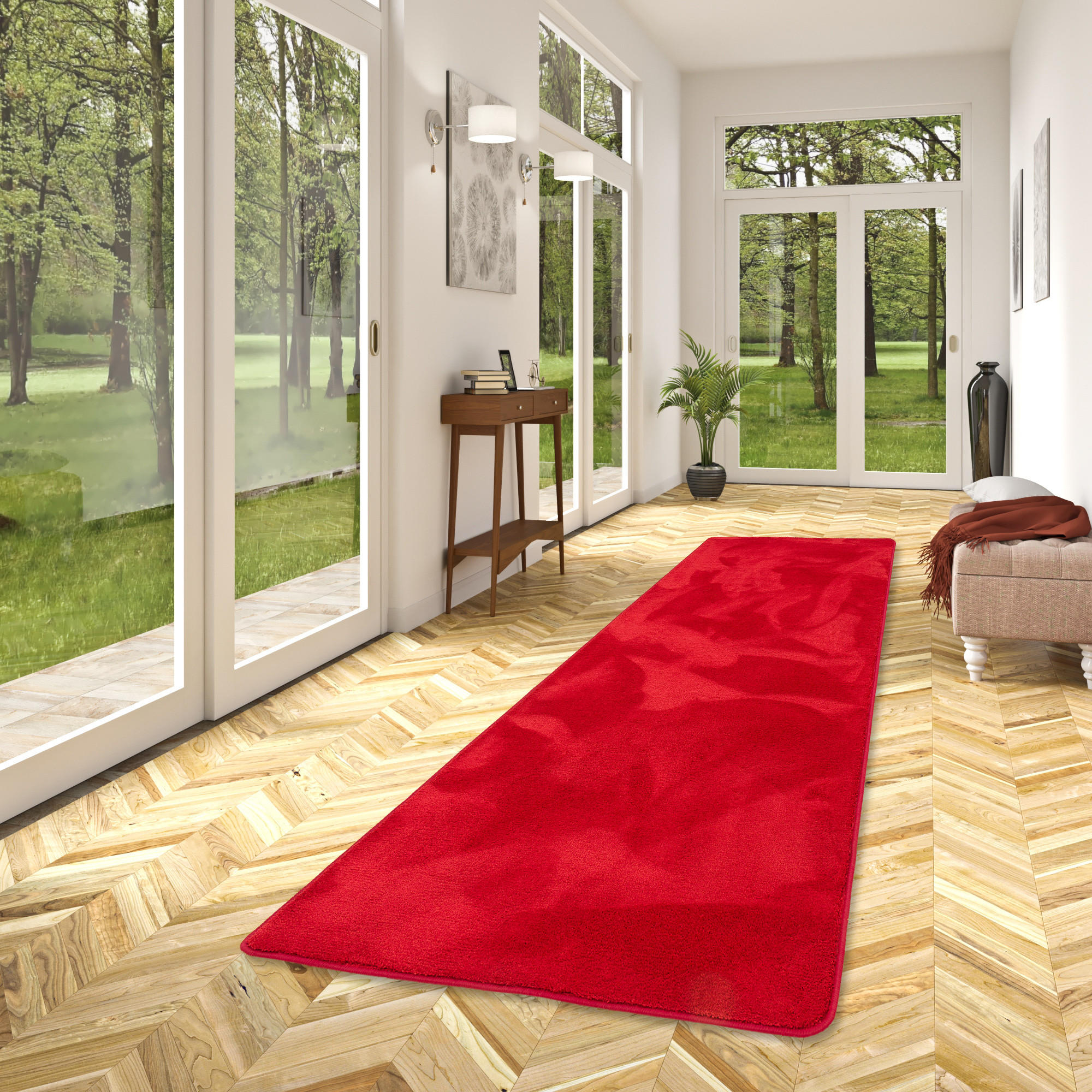 LUXUS SUPER SOFT HOCHFLOR LANGFLOR TEPPICH LÄUFER DELUXE - Rot, Textil (80/320cm) - Snapstyle