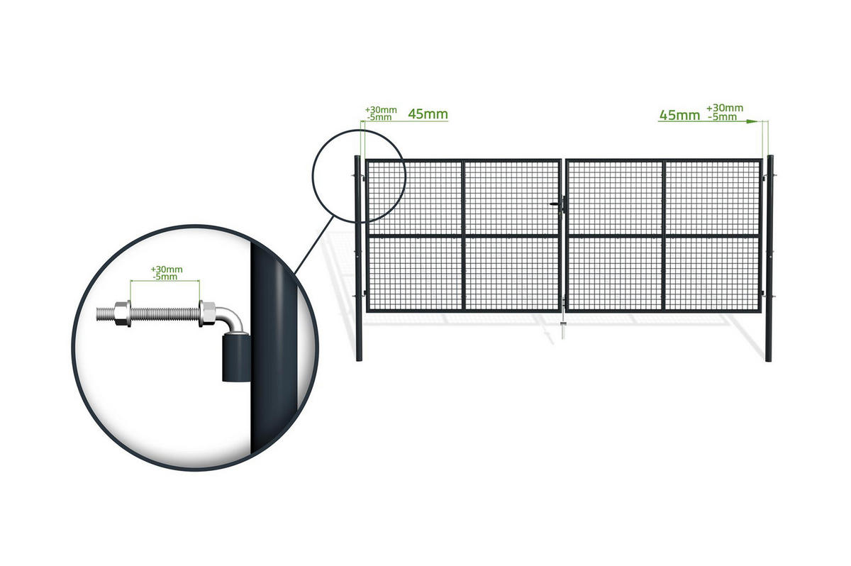 ZAUNTOR Olga Grau 4m H.150cm - Grau, Metall (406/156cm) - Casanoov