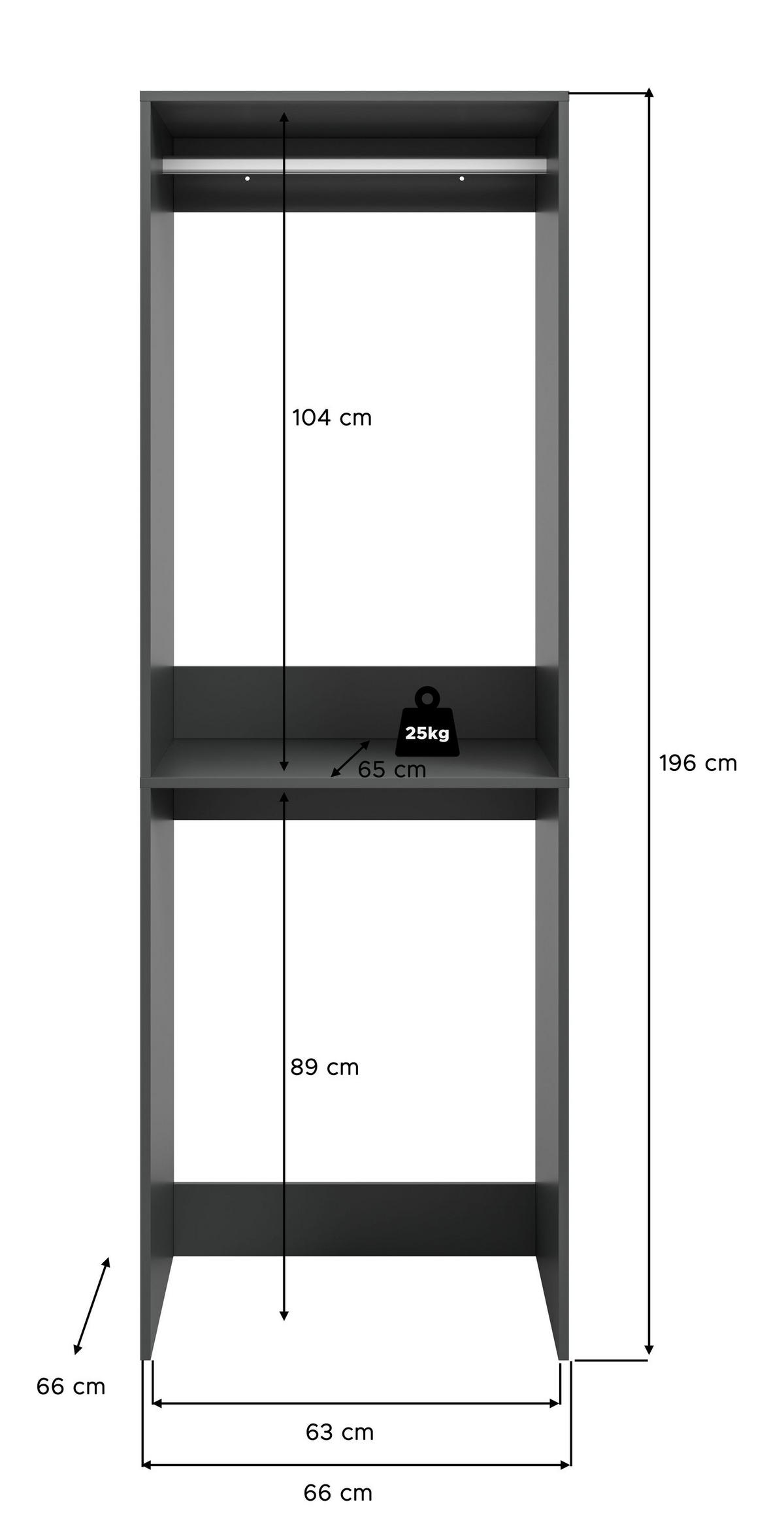 WASCHMASCHINENSCHRANK FREE (B/H/T: ca. 66/195/66 cm) in anthrazit/anthrazit - Anthrazit, Holzwerkstoff (66/195/66cm)