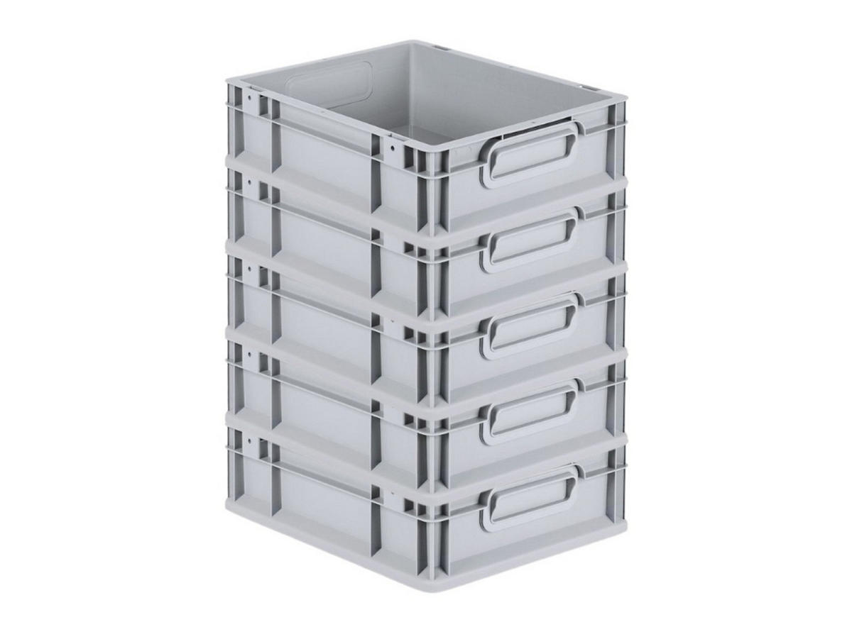 EUROBOX 5x Nextgen Economy Griffe Geschlossen 12x30x40cm 11 Liter - Grau, Kunststoff (30/12/40cm) - PROREGAL
