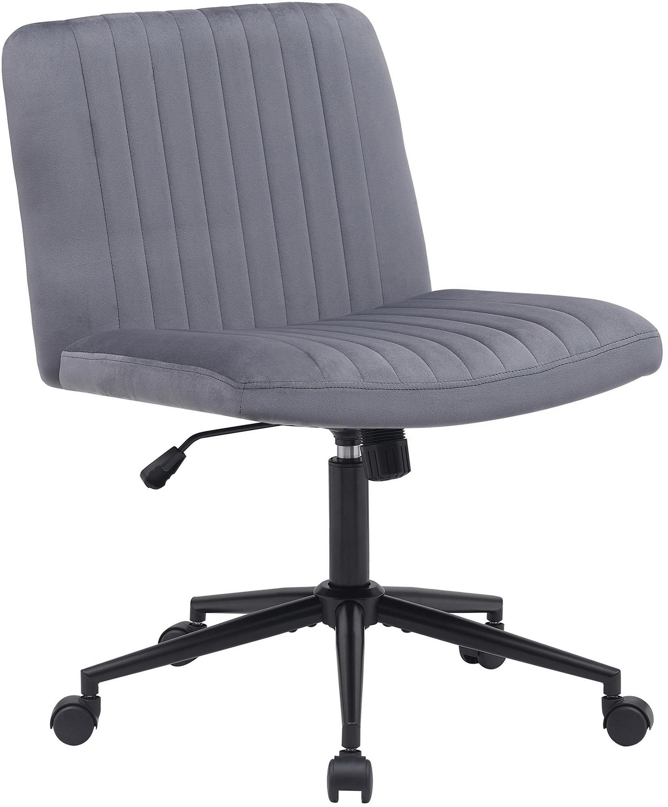 BÜROSTUHL Lynox Samt dunkelgrau - Dunkelgrau/Schwarz, Metall (62/98/65cm) - TPFLiving
