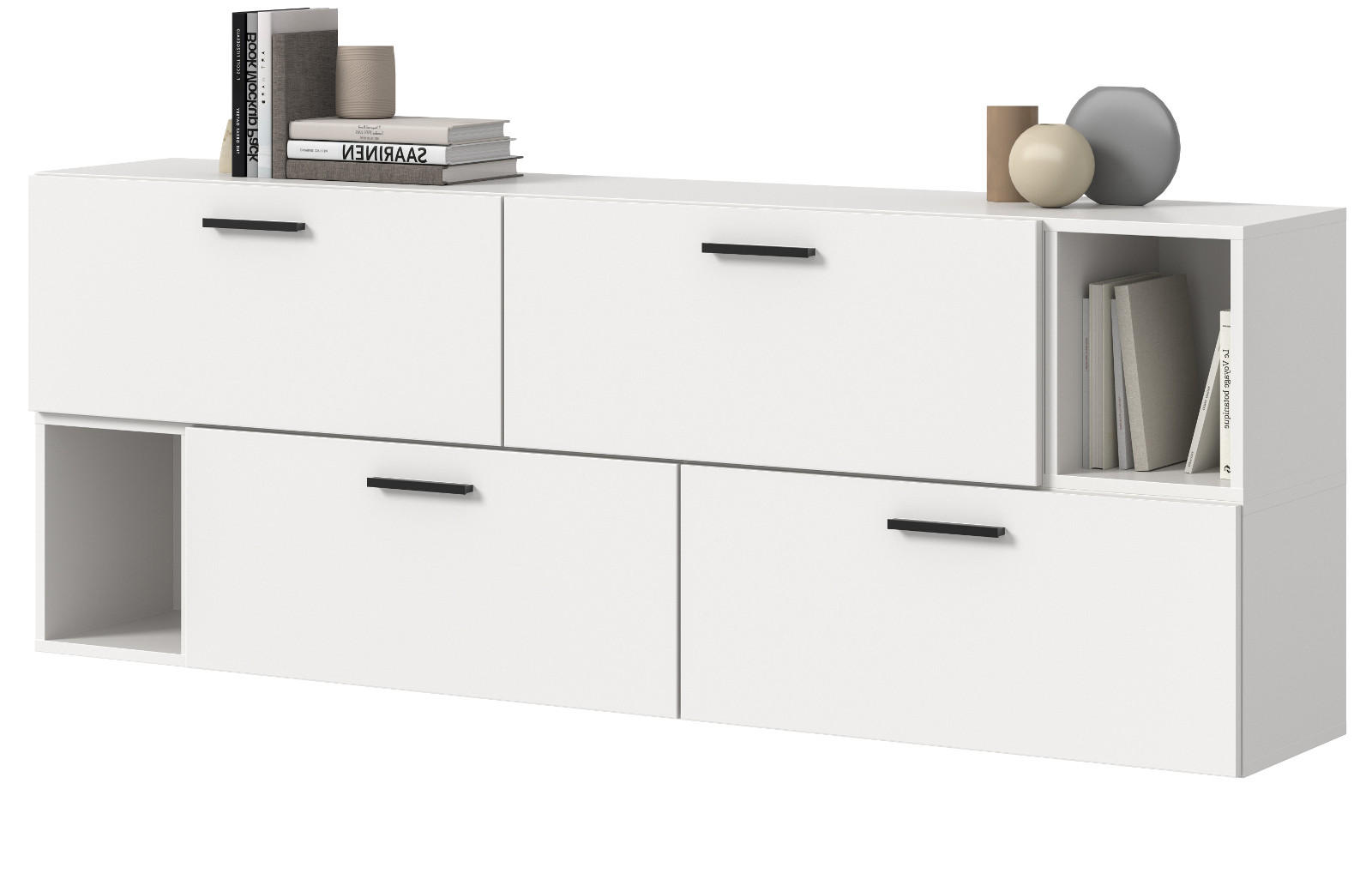 SIDEBOARD weiß 176 cm, Kommode hängend / stehend - Schwarz/Weiß, Holzwerkstoff/Kunststoff (176/65/34cm) - Inn.Furn
