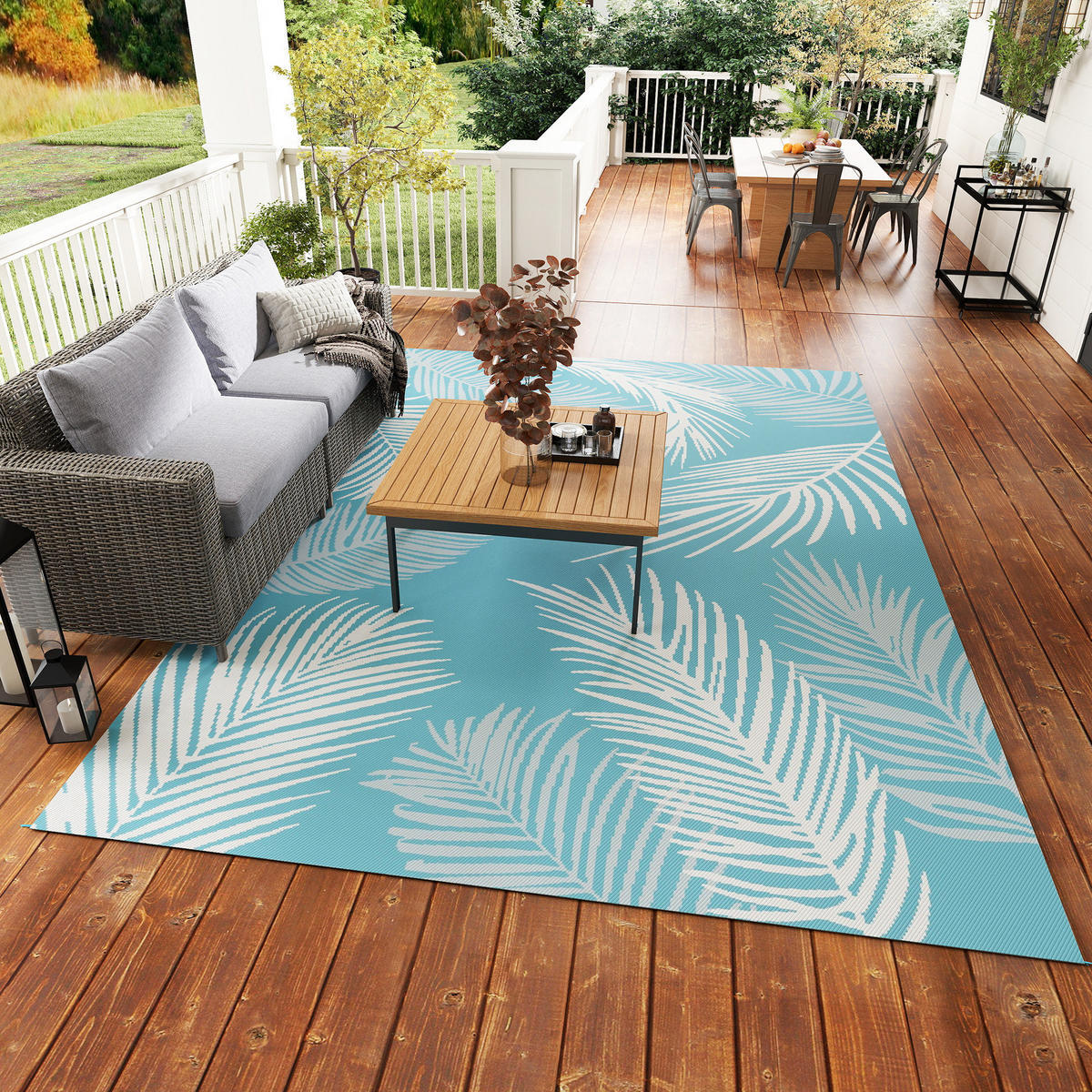 OUTDOORTEPPICH aus Kunststoff Hellblau - Hellblau, Kunststoff (182/274cm) - Outsunny
