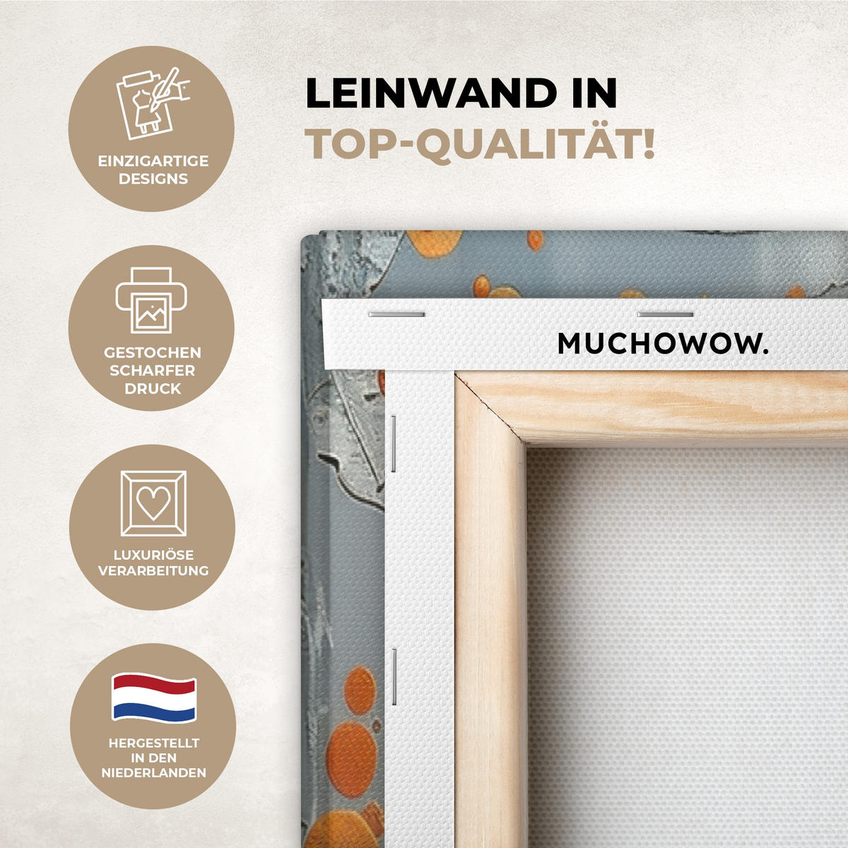 LEINWANDBILD 3er Set Blume - Gold - Abstrakt - Farbe 120x80 cm - Creme, Textil (120/80cm) - MuchoWow