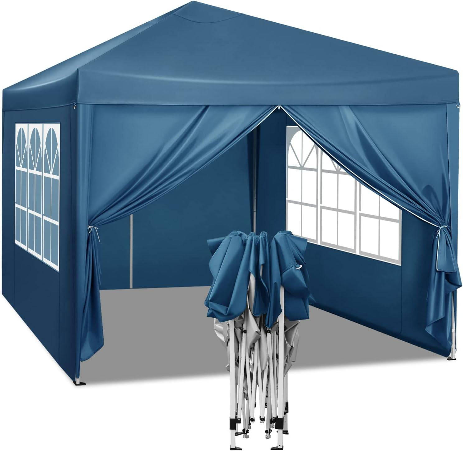 PAVILLON Pop-Up wasserdichter Faltpavillon, aus Oxford Metallrahmen 3 x 3 m - Blau, Metall (300/300/260cm) - Woltu