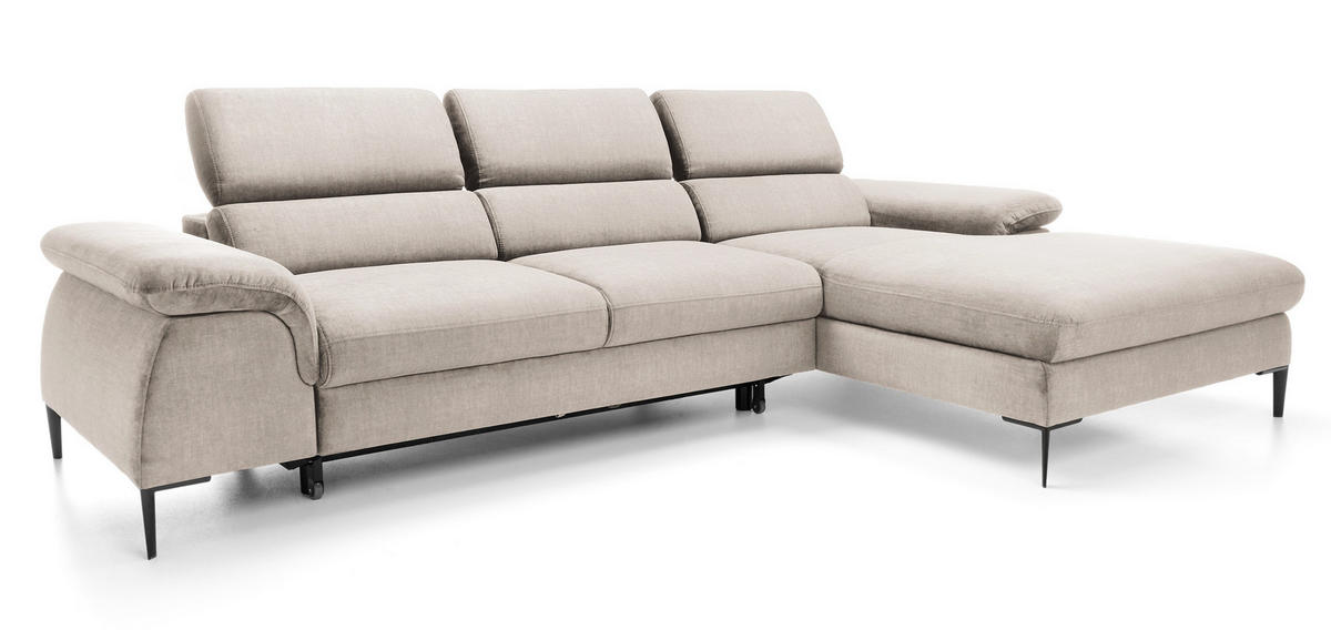 ECKSOFA L-Form 290 cm Amaro M mit Schlaffunktion, Rechts, Creme - Creme, Holz (182/288cm) - Emporius