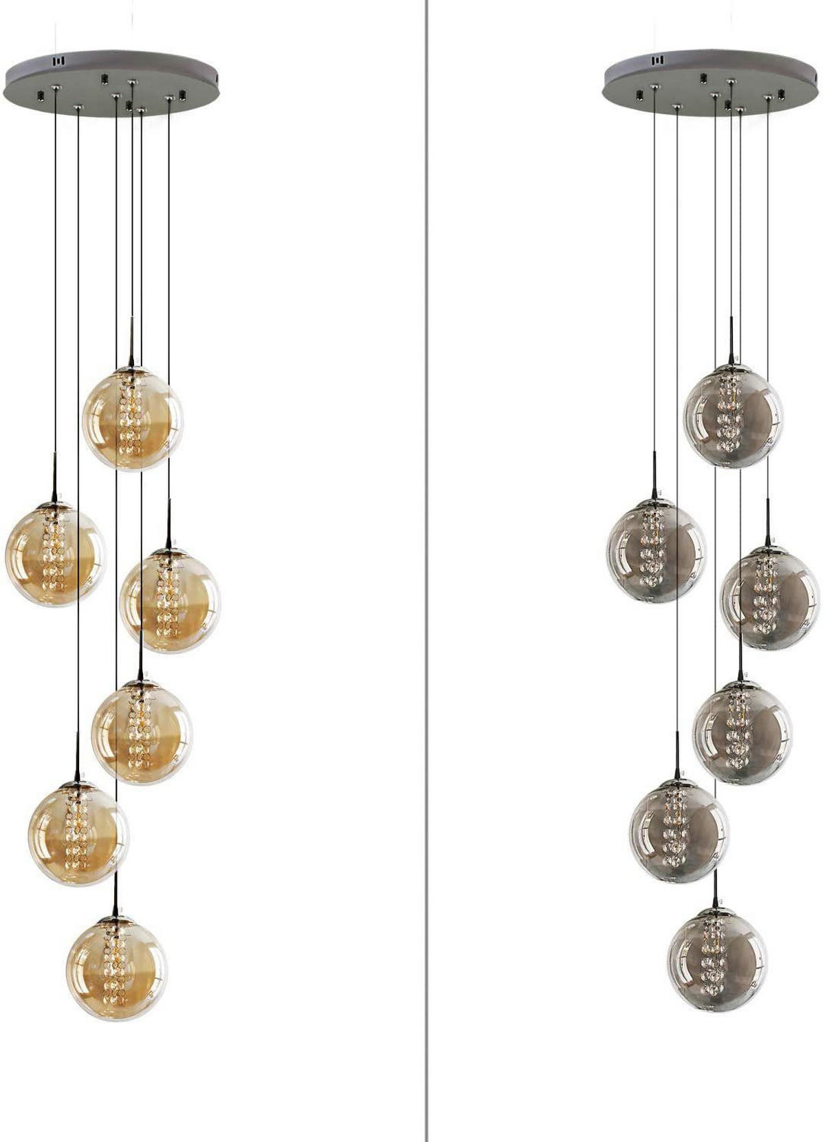 LED-HÄNGELEUCHTE Leuchtjorn 30/30/150 cm - Grau, Glas (30/30/150cm) - ZMH