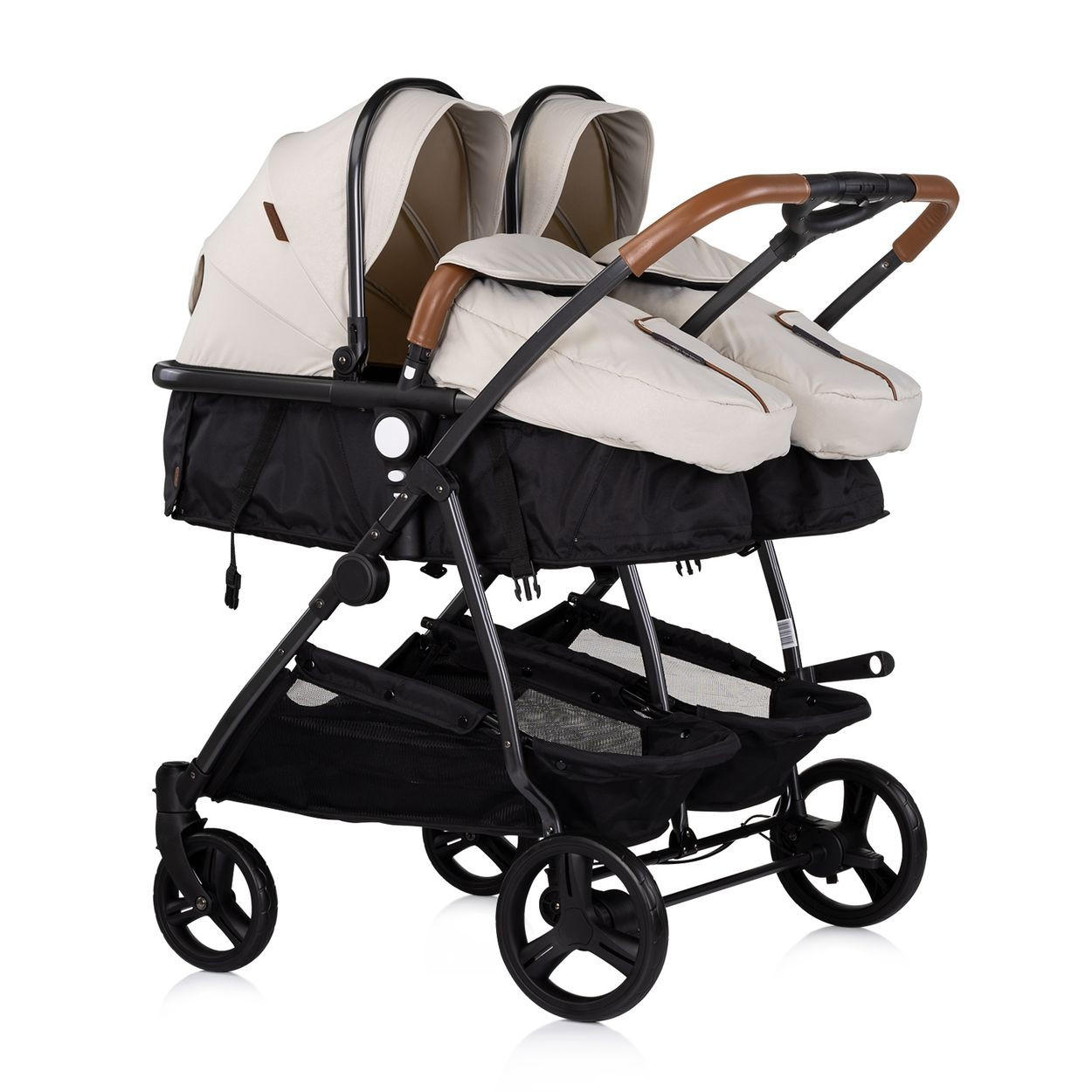 GESCHWISTERKINDERWAGEN Duo Smart creme klappbar, umbaubar, verstellbar, Fußsack - Beige, Metall (80/75/104cm) - Chipolino