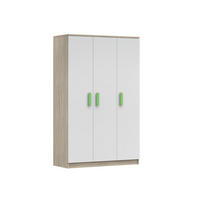 KINDERKLEIDERSCHRANK INGE 19 120/192/50 cm Weiß+Sonoma/Grün - Weiß/Sonoma Eiche, Holzwerkstoff (120/192/50cm) - Deine Möbel 24