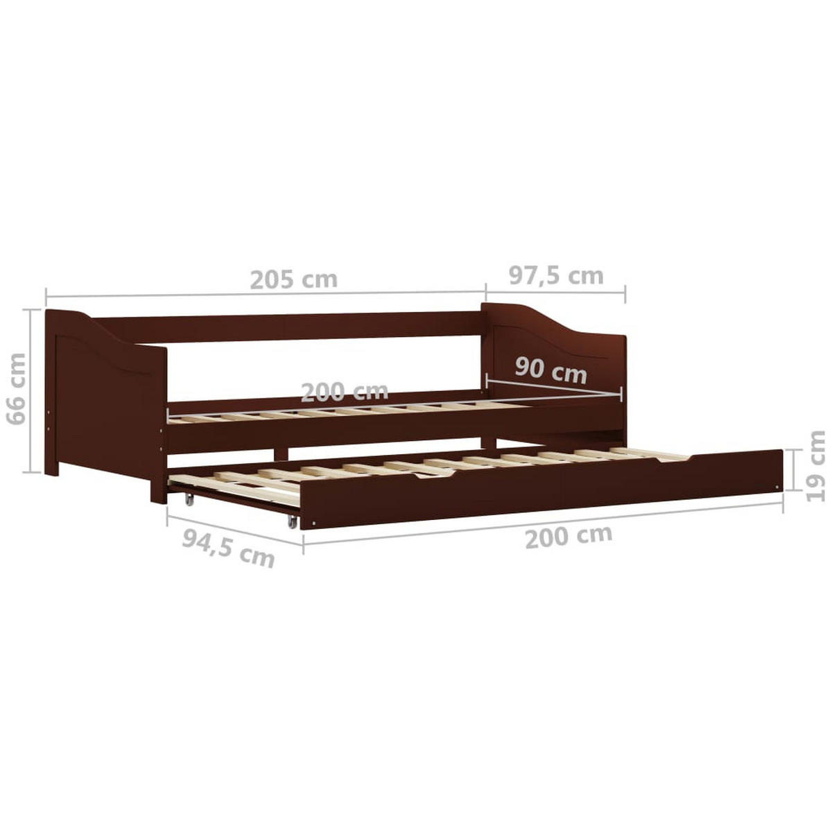BETT Grove 97.5/205 cm - Braun, Holzwerkstoff (90/200cm) - Nettlife