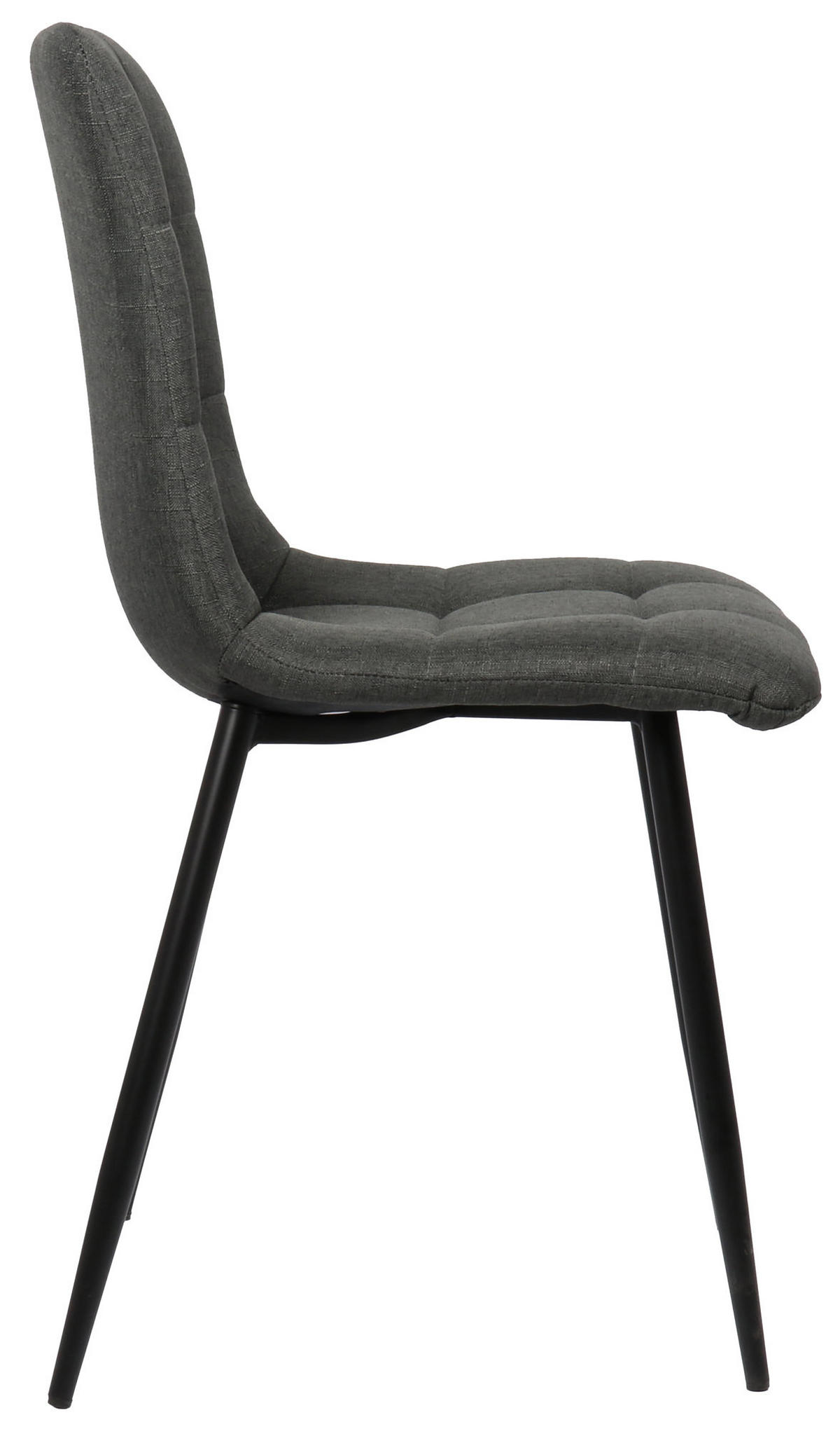 ESSZIMMERSTUHL Till, 2er Set Stoff, Gestell Metall matt Schwarz Dunkelgrau - Dunkelgrau/Schwarz, Textil/Metall (45/88/52cm) - TPFLiving