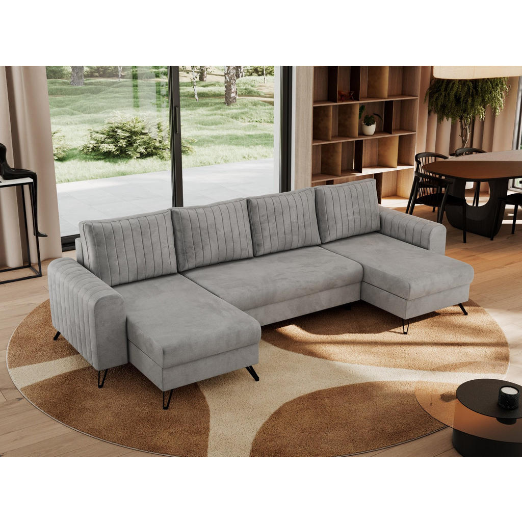 Thumbnail - MKS Wohnlandschaft, Hellgrau, Textil, 5-Sitzer, U-Form, 312x90x140 cm, Wohnzimmer, Sofas & Couches, Wohnlandschaften, Wo...