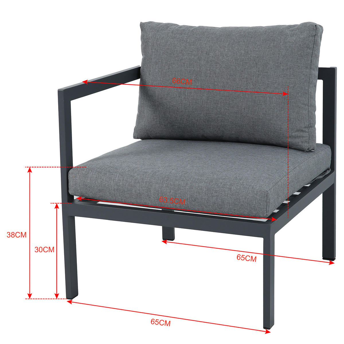 MODULARES LOUNGESET - 5-teilig - Stahl / Olefin - Grau - Grau, Kunststoff/Textil - home24