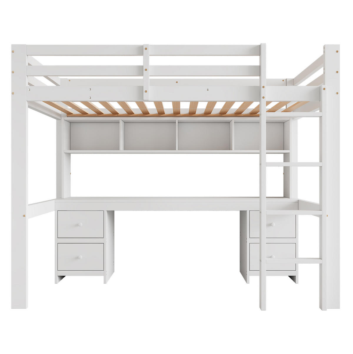 HOCHBETT 90/200 cm Weiß mit Schreibtisch und Stauraum - Weiß, Holz (90/200cm) - Flora Grace