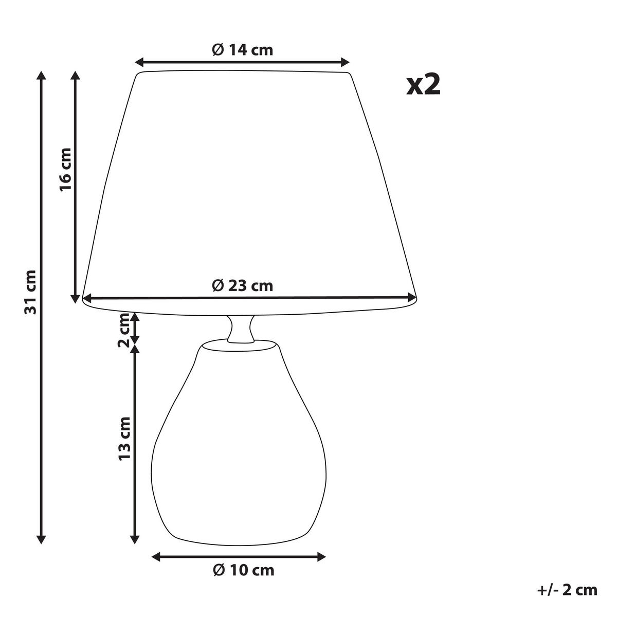 TISCHLEUCHTE 2er Set Grau/Heller Holzfarbton Arwadito - Hellbraun/Grau, Keramik (23/14/31cm) - Beliani