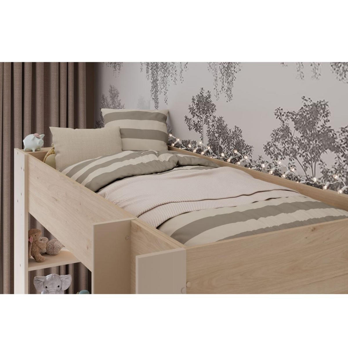 ETAGENBETT Parisot Oasis 1 mit Bettschublade 90x200 Holzdekor Eiche - Eichefarben, Kunststoff (90/200cm) - 58aufmkessel