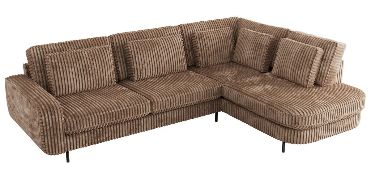 ROHOVÁ SEDAČKA CALENO L - Hnědá Manšestr - Levá Strana - černá/hnědá, kov/textil (317/225cm) - MKS