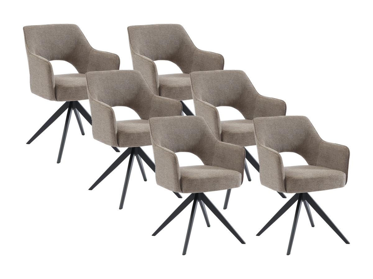 BÜROSTUHL Drehstuhl mit Armlehnen 6er-Set - Stoff & Metall - Taupe - KONYA - Braun, Textil (59/84/58cm) - Vente-Unique