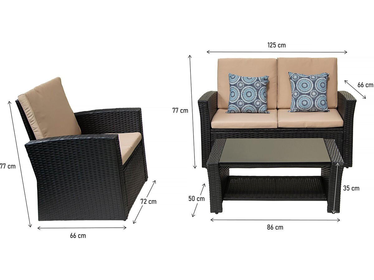 LOUNGEGARNITUR Ilana 4-Sitzer Schwarz - Schwarz, Kunststoff - Habitat Garten