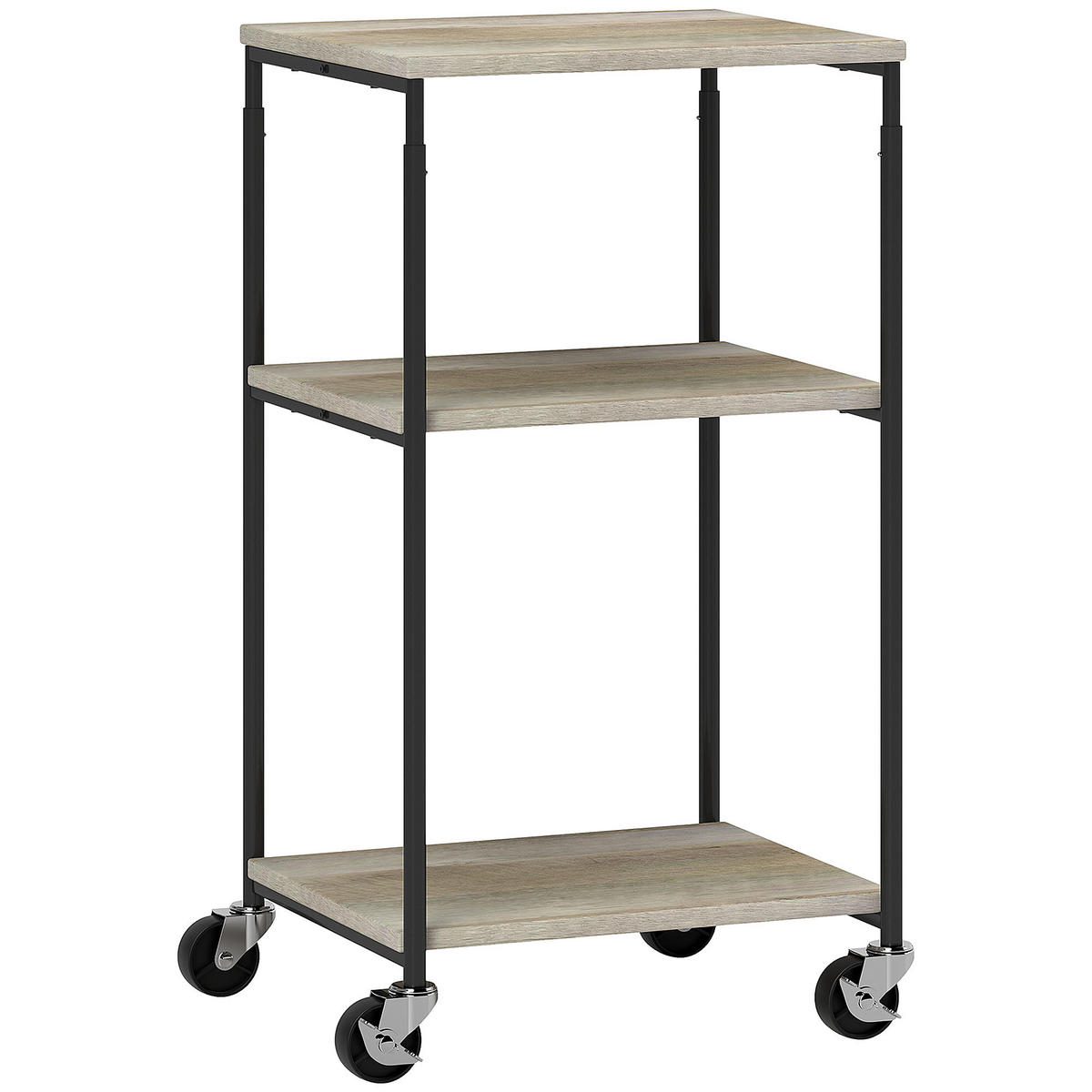 DRUCKERTISCH mit Rolle, Druckerständer mit 3-Ebene, Druckerhalter, Druckerwagen - Grau, Metall (39/34.5/81.5cm) - HOMCOM