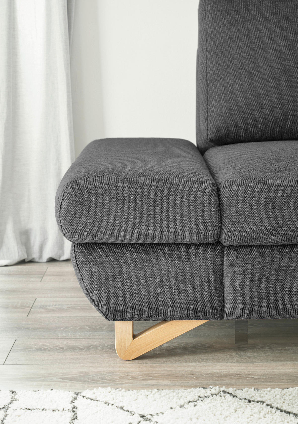 ECKSOFA grau Struktur-Stoff, Wohnzimmer Sofa - Grau, Holz/Textil (284/166cm) - Furn.Design