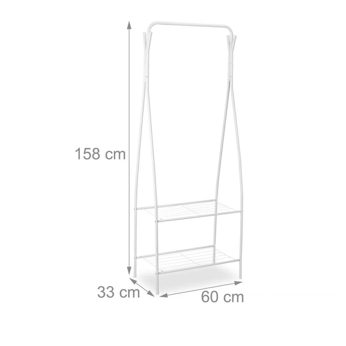 KLEIDERSTÄNDER - Weiß, Metall (60/158/33cm) - Relaxdays