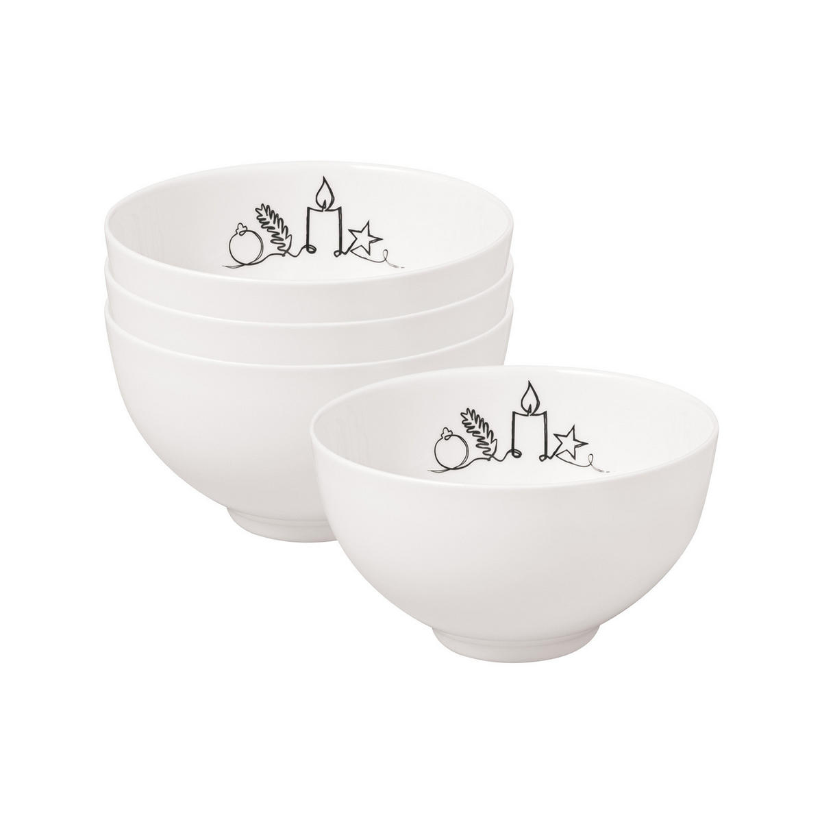 BOLS XMAS Statement Lines weiß ø 13,8 cm 4er Set - Weiß, Keramik (13.8cm) - Villeroy & Boch