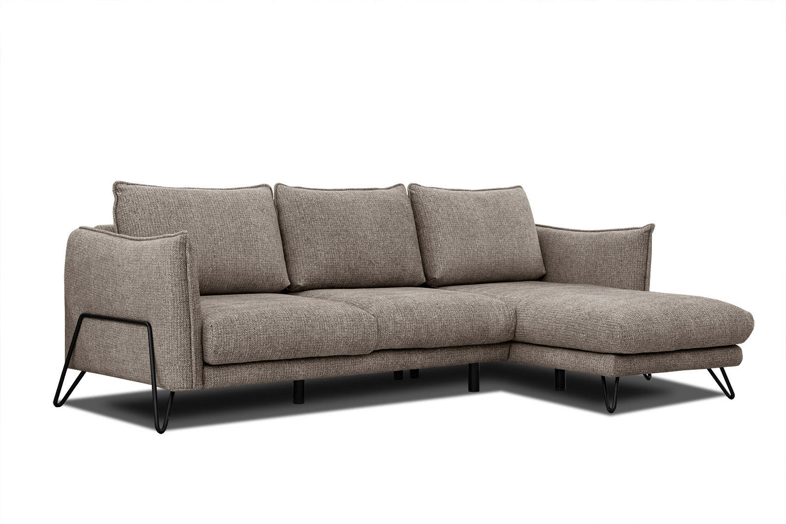 ECKSOFA HOSTEN 4-Sitzer, taupe - Taupe/Schwarz, Holzwerkstoff/Textil (269/158cm) - Courtois Laville