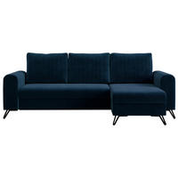 ECKSOFA Axel Velvet Dunkelblau - Schwarz/Dunkelblau, Textil/Metall (242/140cm) - MKS