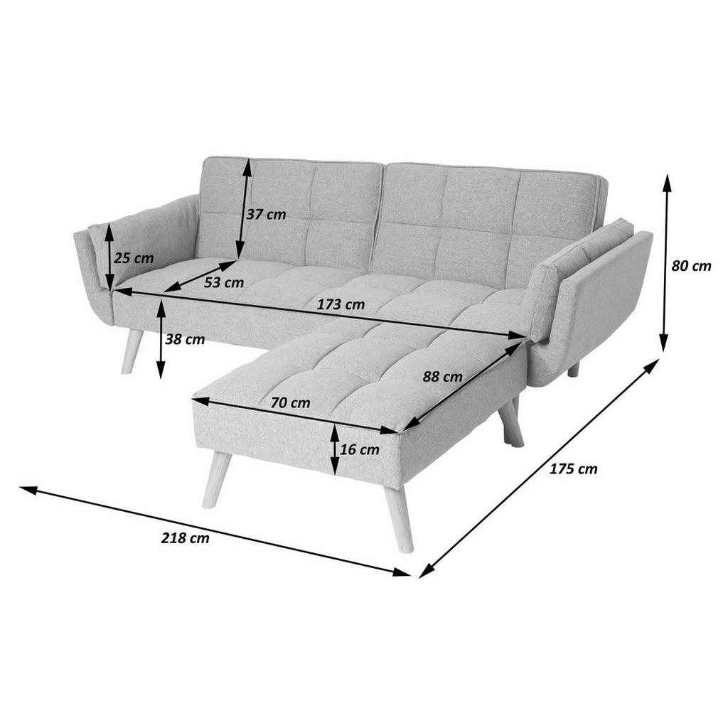 Thumbnail - MCW Schlafsofa, Hellgrau, Textil, L-Form, 218x175 cm, Wohnzimmer, Sofas & Couches, Wohnlandschaften, Ecksofas