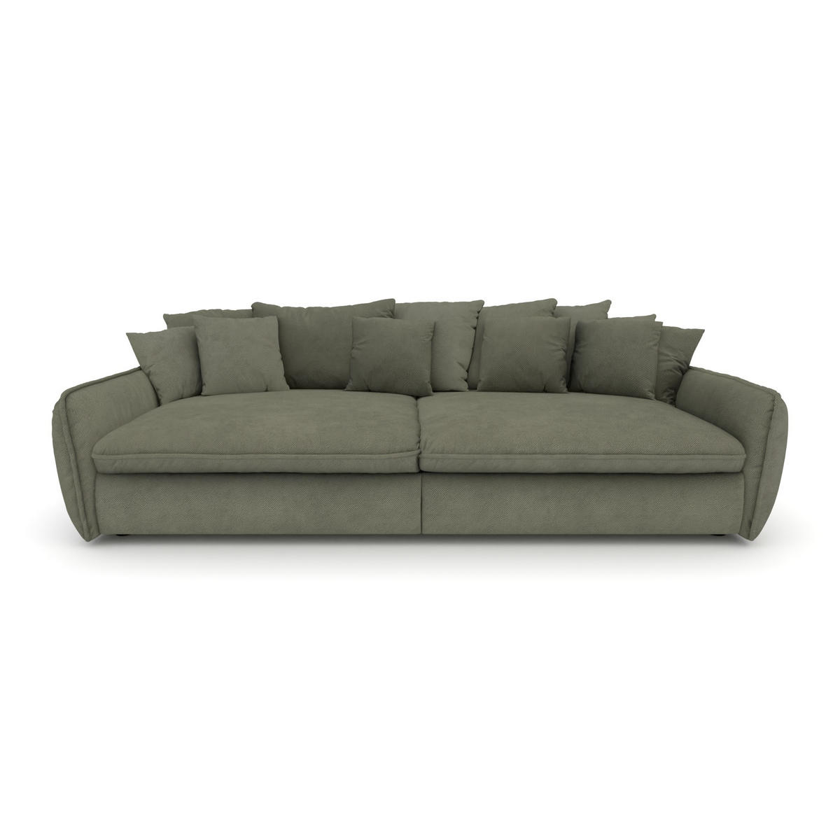 BIGSOFA Hereford XXL Velvet Grün inkl. 12 Kissen 274/131/61 cm - Salbeigrün, Kunststoff/Textil (274/61/131cm) - foamnova