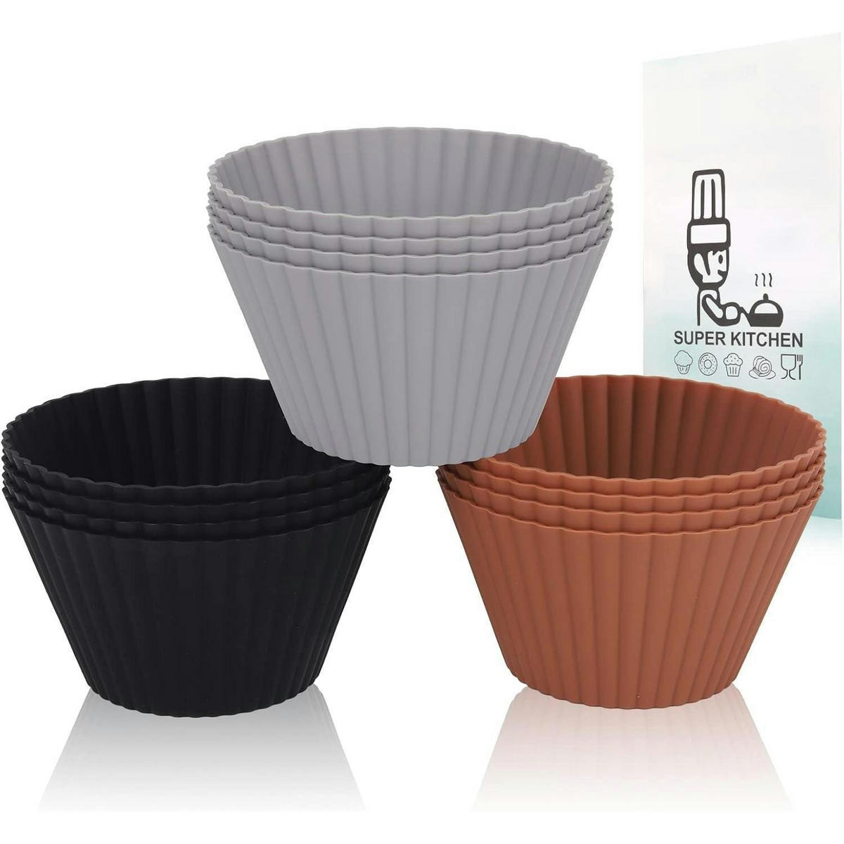 MUFFINFORMEN Silikon 12er-Pack 9,2 cm - Multicolor, Kunststoff (5.7/5/9.2cm)