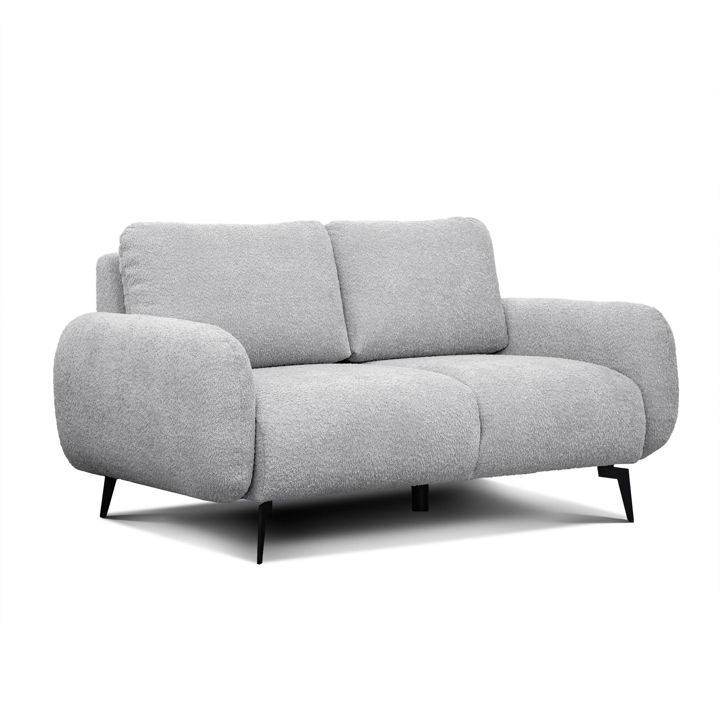 SOFA FEBE 2-Sitzer, hellgrau - Hellgrau/Schwarz, Holz/Textil (160/82/96cm) - Courtois Laville