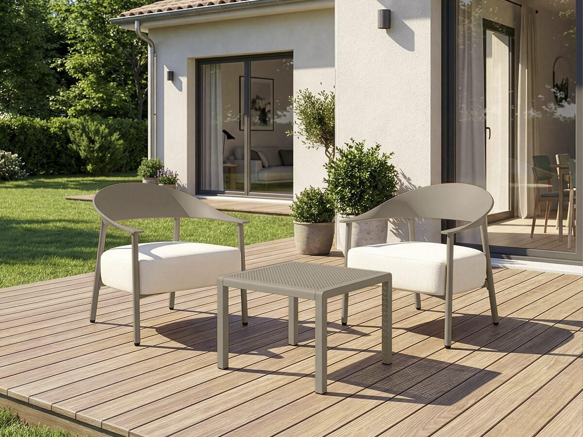 LOUNGEGARNITUR Céora 2-Sitzer Taupe - Taupe, Metall - Habitat Garten