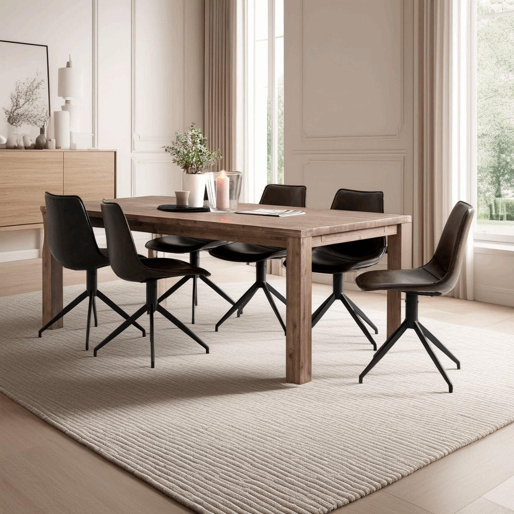 STUHL-SET 2 Stück in Kunstleder - Schwarz/Braun, Textil/Metall (48/85/57cm) - Furnhouse